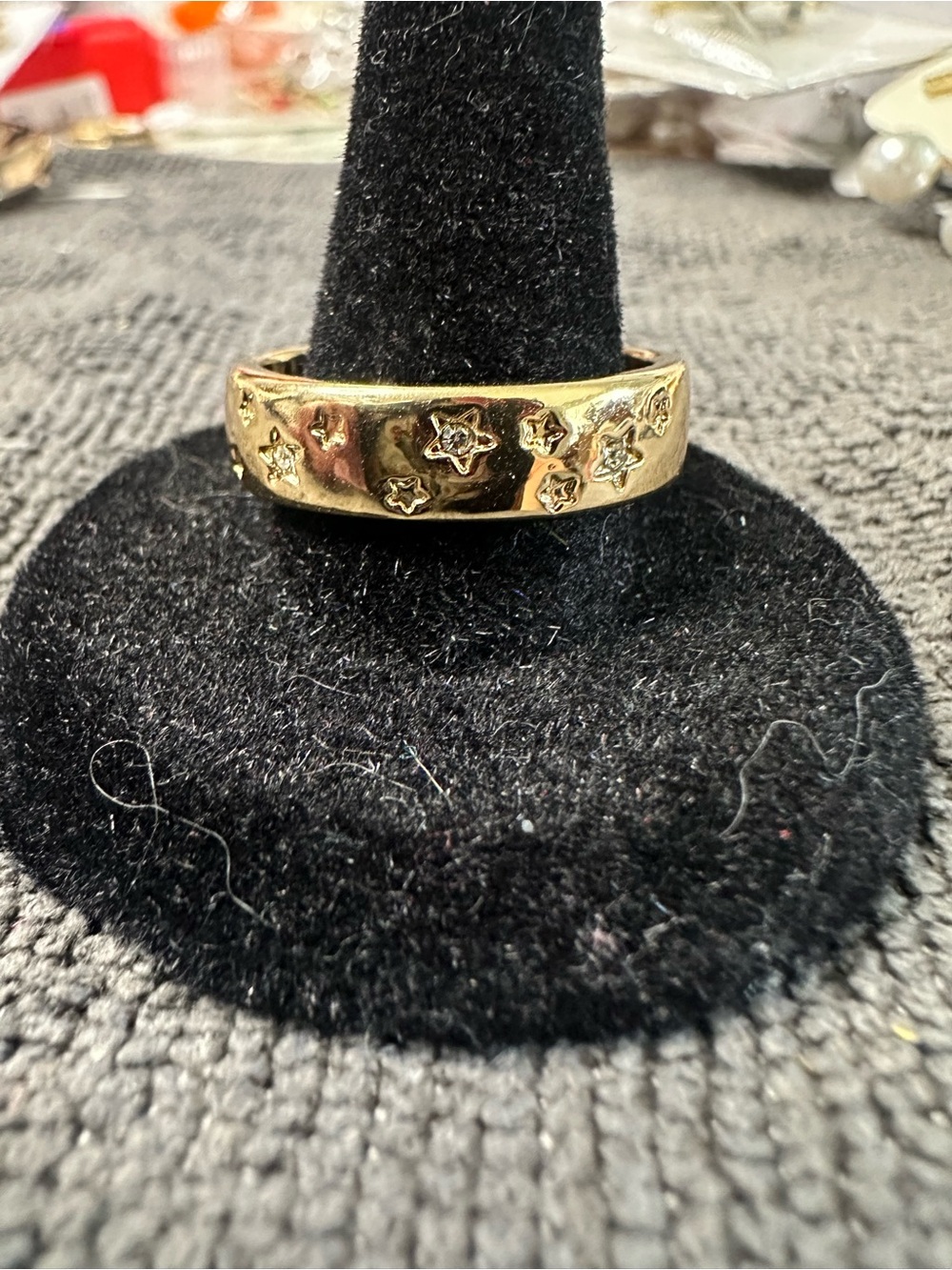 Gold Star Accent Wide Band Ring - Women Jewelry size 10